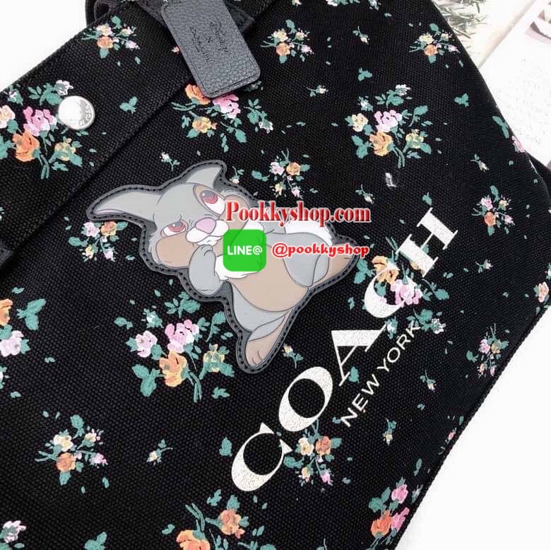 Coach DISNEY X COACH TOTE WITH ROSE BOUQUET PRINT AND THUMPER (COACH 91116) SV/MIDNIGHT MULTI