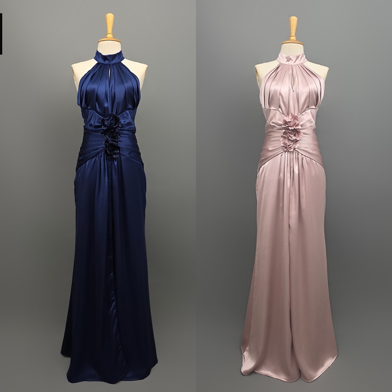 เดรสแฟชั่น แม็กซี่เดรสเสื้อคอกลมแขนกุด กระโปรงผ่าหน้าขา