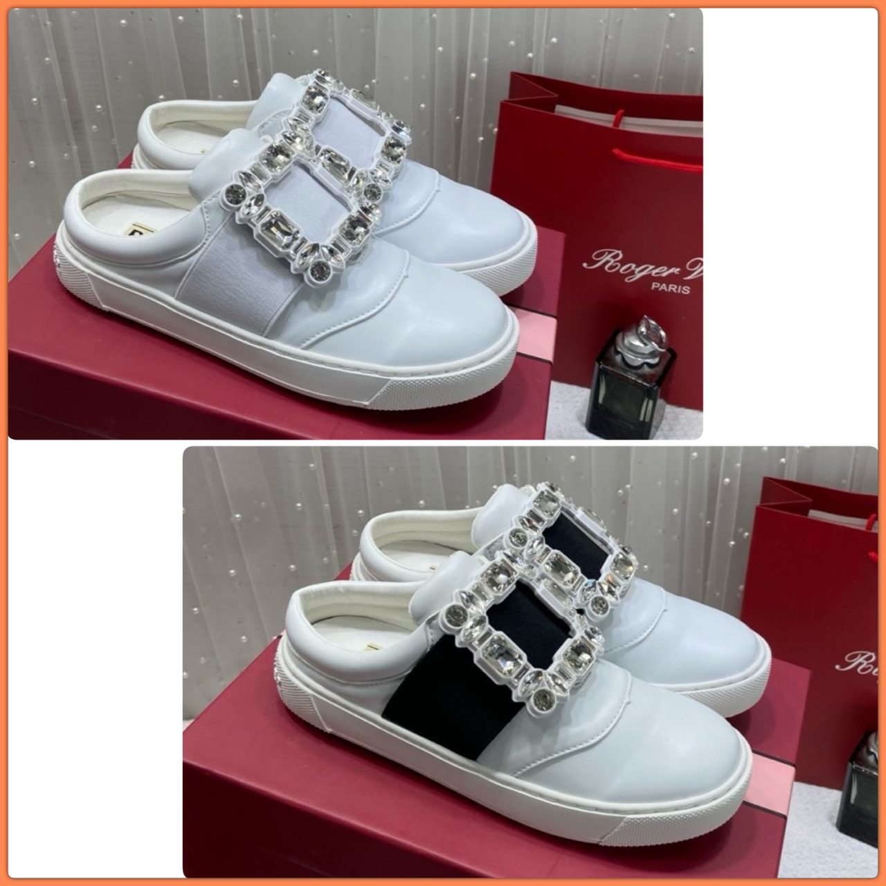 เข้าเพิ่มมมแล้วค้า รุ่นเปิดส้น ใส่สบาย สะดวกกกมากก แอ๊ดเก็บแล้วค้า รุ่นนี้พรีเมียมมาก บอกเลยว่า ไม่ผิดหวังค่ะ สวยยยจริง Hiend 1:1 ROGER VIVIER WOMEN SNEAKER อุปกรณ์ครบ ตามช๊อป รุ่นนี้คือแบบบว่า ... พูดได้คำเดียว ว่าต้องมี!!! เป๊ะ ปัง ปั๊วะ มากกกค่าลูกค้า