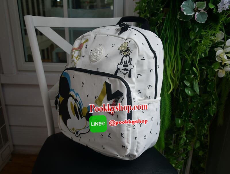 Kipling & Disney Summer 2019 Minnie Mouse and Mickey Mouse กระเป๋าเป้สะพายหลังสไตล์ Backpack มาพร้อมพวงกุญแจลิง ด้านหน้ามีช่องซิปแยกใส่ของจุกจิก ด้านข้างมีกระเป๋าข้าง ภายในช่องใหญ่หลัก มีช่องซิปใส่ของ พร้อมช่องเล็ก2ช่อง เปิด-ปิด ด้วยซิป วัสดุผ้ากันน้ำ จุข
