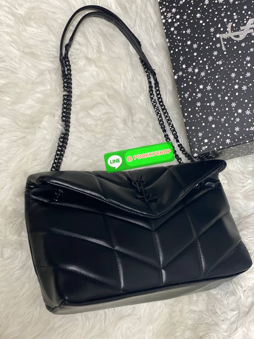 SAINT LAURENT Loulou Puffer Small shoulder bag material: leather internal details: fabric lining, internal zipped pocket colour of fastening: gold tone hardware adjustable chain and leather shoulder strap magnetic fastening