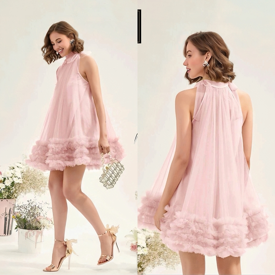 เดรสแฟชั่น เดรสเสื้อคอกลมแขนกุด กระโปรงบานทรงวงกลม