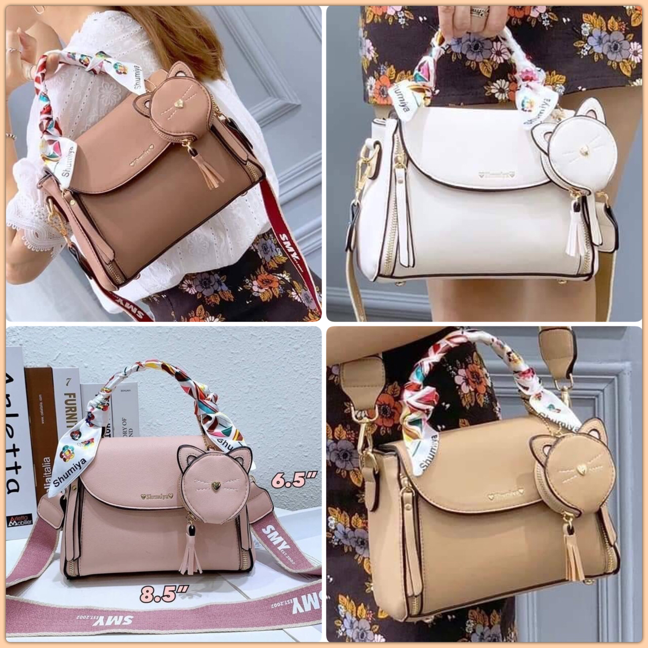 พร้อมส่ง!! กระเป๋าสะพาย Shumiya แบรนด์แท้ สุดน่ารักมาพร้อมกระเป๋าใส่เหรียญ น้องแมว น่ารักมากกก ขนาดกำลังพอดีน่ารัก มีสายสะพาย 2 สายให้เลือกใช้ได้ตามชอบ สายสปอต+สายหนัง ด้านหน้ากระเป๋าปั้มแบรนด์ ภายในกว้าง มี 2 ช่องใช้งาน จุของได้เยอะคะ หนัง pu อย่างดี งาน