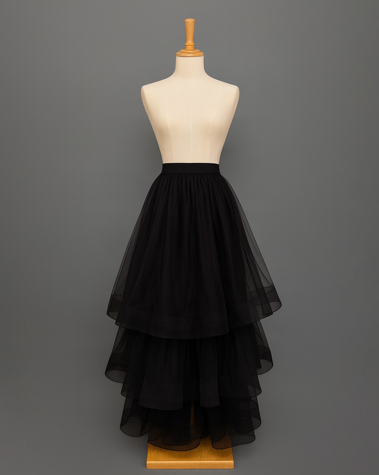 กระโปรงแฟชั่น กระโปรงยาว ดีเทลผ้าระบายวงกลมซ้อนกัน 3 ชั้น