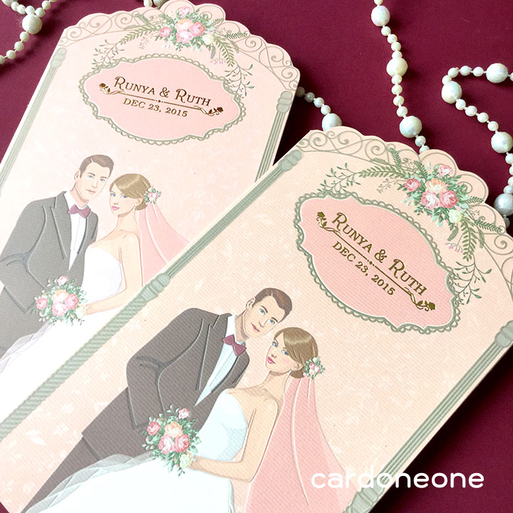 การ์ดแต่งงานน่ารักลายการ์ดตูนบ่าวสาว