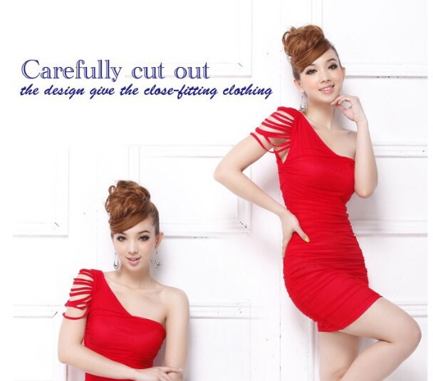 ชุดเดรสสั้น เดรสปาร์ตี้ เดรสออกงาน กลางคืน เดรสบ่าเฉียง แต่งไหล่ สีแดง เนื้อผ้ายืดเข้ารูป สวยเปรี่้ยว มากๆคะ เนื้อผ้าสวมใส่สบาย คะ+G-string