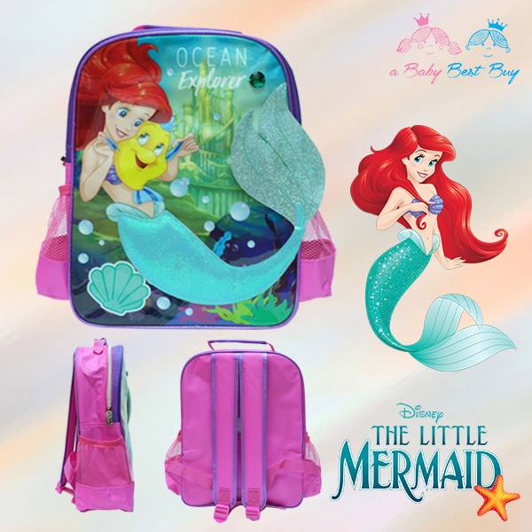 ฮ Disney Ariel Backpack - กระเป๋าเป้สะพายหลัง ลายเจ้าหญิงแอเรียล กระเป๋านักเรียน ของแท้ ลิขสิทธิแท้ (14 นิ้ว)