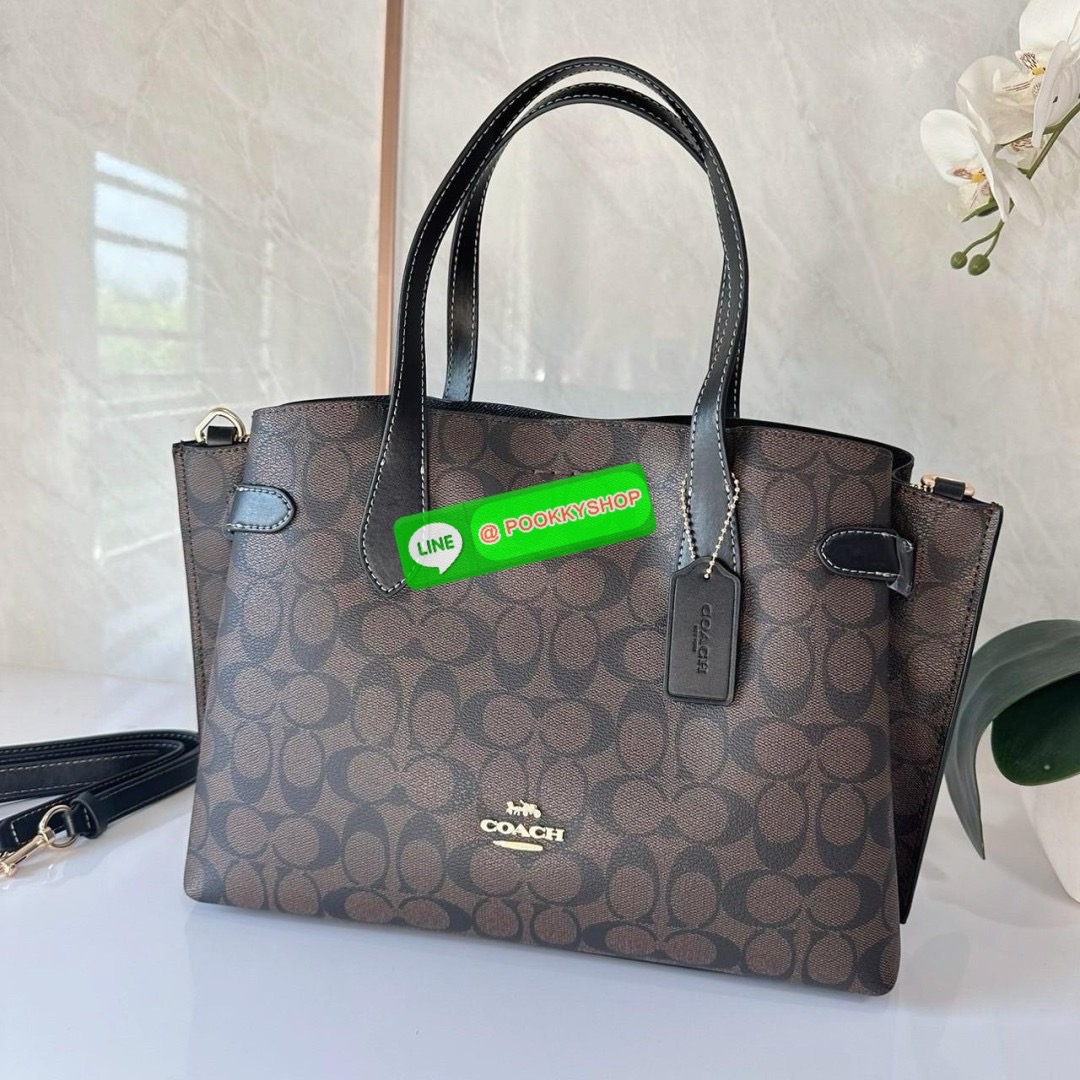 COACH HANNA CARRYALL IN SIGNATURE CANVAS (CH542) 🔖กระเป๋าสะพายไหล่/ถือ รูปทรงสวยหรู ลุคคุณนายมากแม่