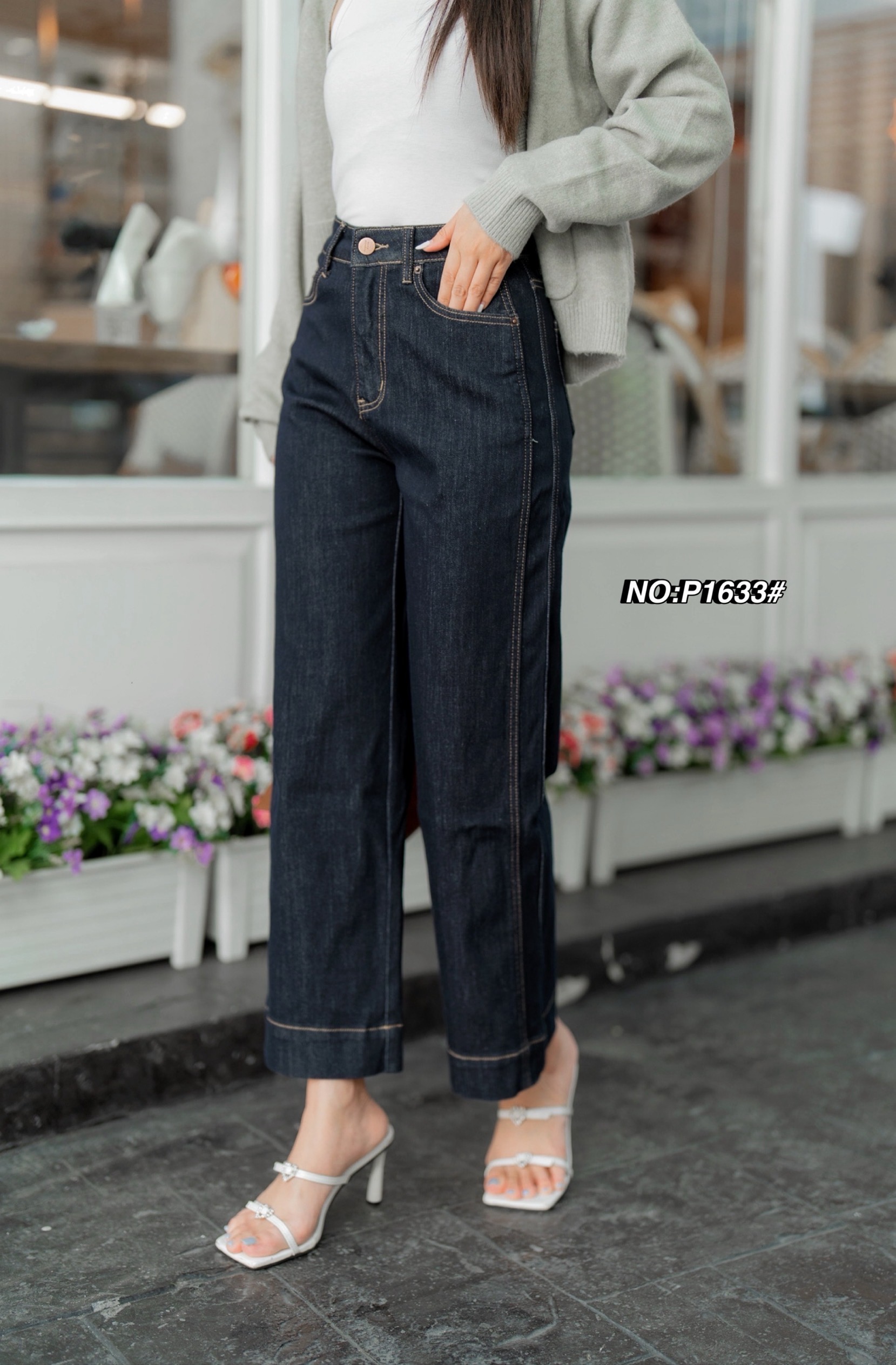 กางเกงแฟชั่น No. RG1633# -กางเกงยีนส์ขา8ส่วน ทรงมาใหม่คะ ทรงนี้ปีนี้มาแรงมากค่ะ