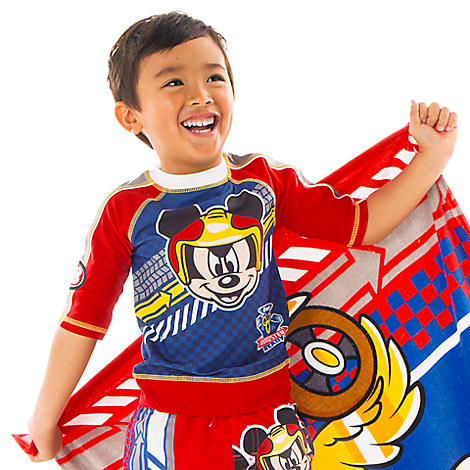 Mickey Mouse Rash Guard for Boys - Mickey and the Roadster Racers from Disney USA ของแท้100% นำเข้า จากอเมริกา (Size 7/8)