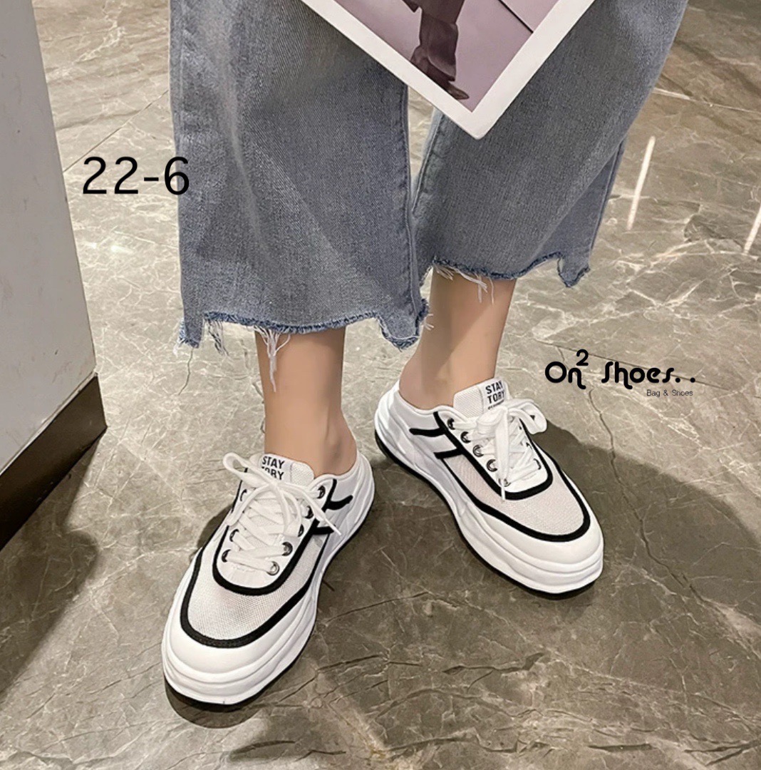 New‼️รองเท้าผ้าใบแฟชั้นสไตล์แบรนด์ รองเท้าผ้าใบเปิดส้น ส้นสูง 2.5" สวยเทห์ เปะปังมากงานสวยล้ำไม่ซ้ำใคร งานจริงใส่สวยมากใส่ง่าย งานดี วัสดุเกรดดีทุกชิ้นค่ะ