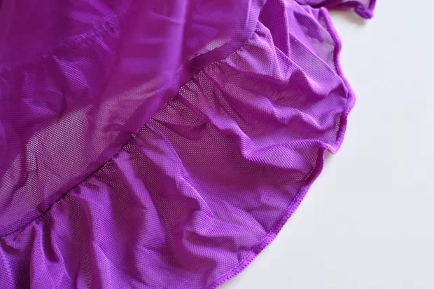 ชุดนอน สายเดี่ยวแต่งลูกไม้ สีม่วง งานเกรดพรีเมี่ยม ติดตะขอด้านหลัง Size XL (C85/D70/D75/D80 )