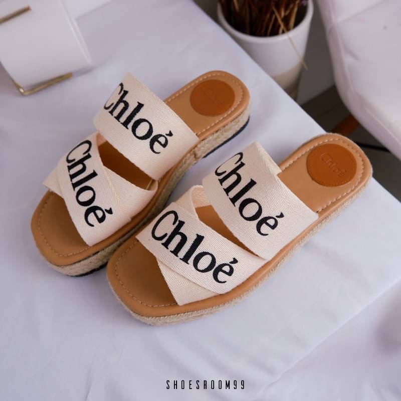 งานเข้าใหม่จร้า รีพีทรอบสุดท้าย พร้อมส่ง รองเท้าเตารีดส้นห่อปอ Chloe สวยมากกกกก พื้นสูง 1.5 นิ้ว งานชนช้อป พื้นปั้มแบรนด์