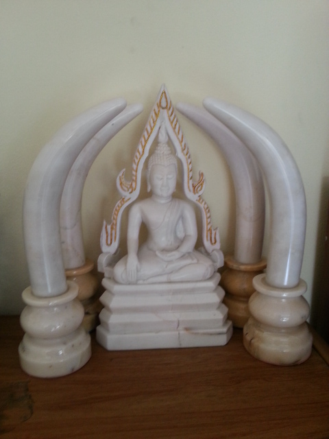 งาช้างคู่ หินอ่อน ขนาดสูง 30 ซ.ม.