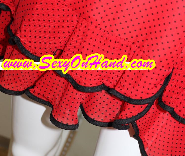 ชุดนอน สายเดี่ยว ซีทรู สีแดงลายจุด แต่งลูกไม้ช่วงอก และเล่นระบายชาย เกรดผ้าพรีเมี่ยม งานส่งยุโรปเกรดหรู เนื้อผ้าสวยทิ้งตัวคะ+G-string