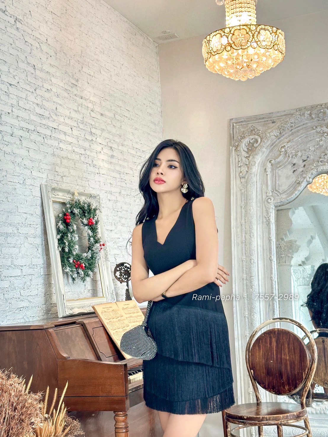 เดรสแฟชั่น เดรสสีดำ ทรงพอดีตัว เนื้อผ้าหนานิ่มอย่างดี มีฟองน้ำจัดให้ทรงสวย