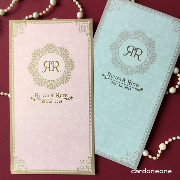 การ์ดแต่งงานวินเทจ กระดาษมุกแนวตั้ง