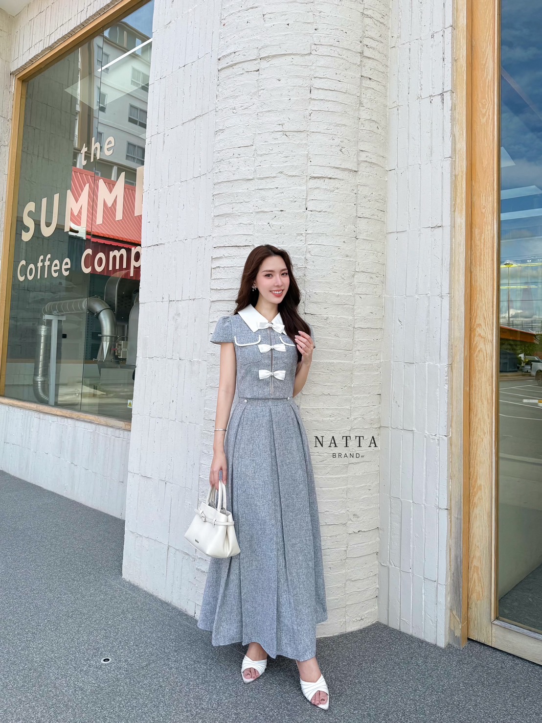 ชุดเซทแฟชั่น ชุด Set ผ้าทวิตความหนากำลังดี เสื้อแต่งกระเป๋าด้านหน้าใช้งานได้จริง