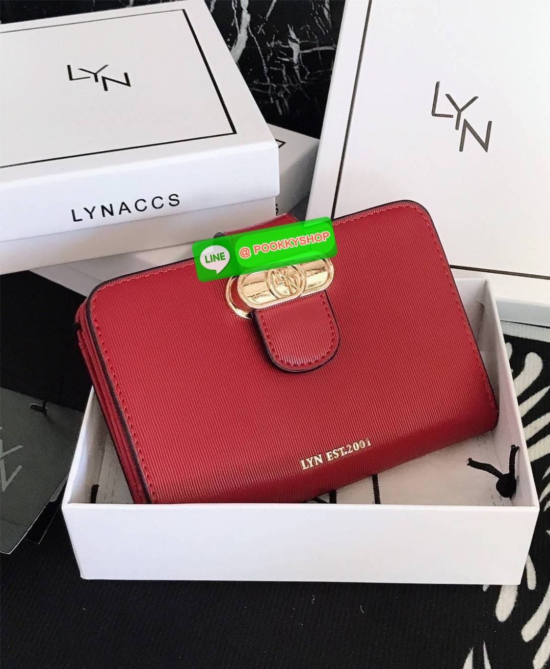 LYN แท้ Outlet กระเป๋าสตางค์ใบกลาง