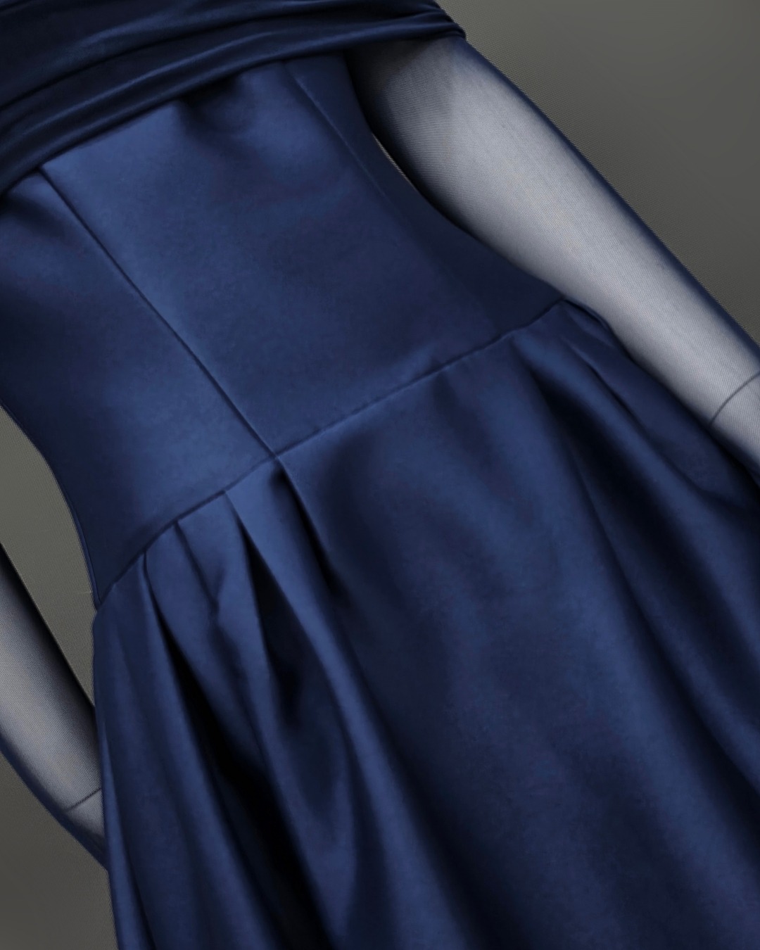 เดรสแฟชั่น เดรสเสื้อแขนยาวเปิดไหล่ กระโปรงยาวคลุมเข่า แขนเสื้อซีทรู