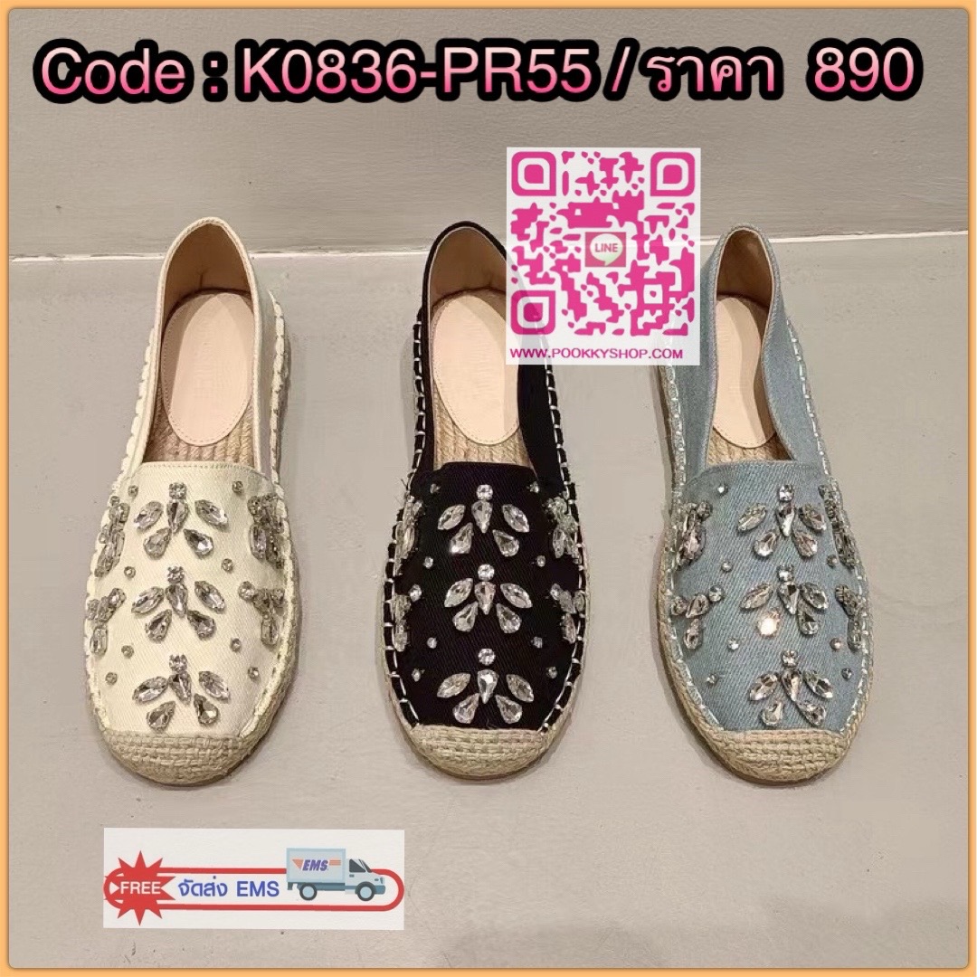 Shoe slip on รองเท้าslipon งาน(เพชร)เพชร เวอร์วัง รุ่นนี้ใส่สบาย ใส่แมตช์กับชุดง่าย สาวๆควรมีค่า