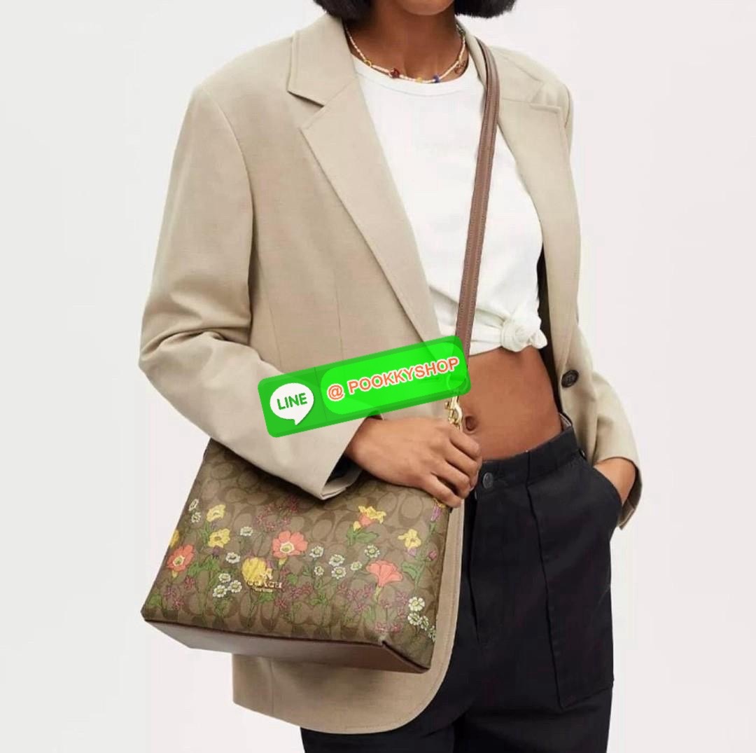 COACH LAUREL SHOULDER BAG IN SIGNATURE CANVAS WITH FLORAL PRINT (CR150) 🔖กระเป๋าถือ/สะพายข้าง คอลเลคชั่นใหม่ โดดเด่นปริ้นลายดอกไม้