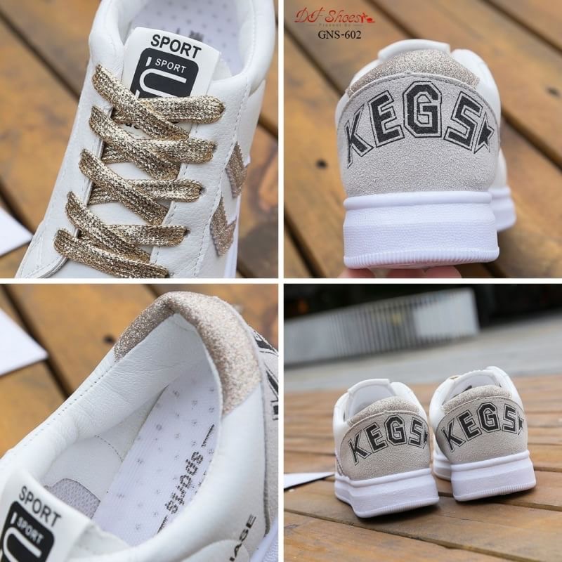 สินค้าพร้อมส่ง รองเท้าผ้าใบแฟชั่นนำเข้า วัสดุหนัง PU ดีไซน์ด้านข้างประดับแถบสีกริตเตอร์ แบบสวม ใส่ง่าย งานดี น้ำหนักเบาค่ะ