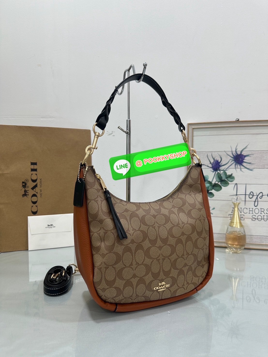 Coach C9190 Jules Hobo Shoulder Crossbody bag Refined pebble leather Inside zip and multifunction pockets Zip-top closure, fabric lining Detachable handle with 11" drop Outside zip pocket