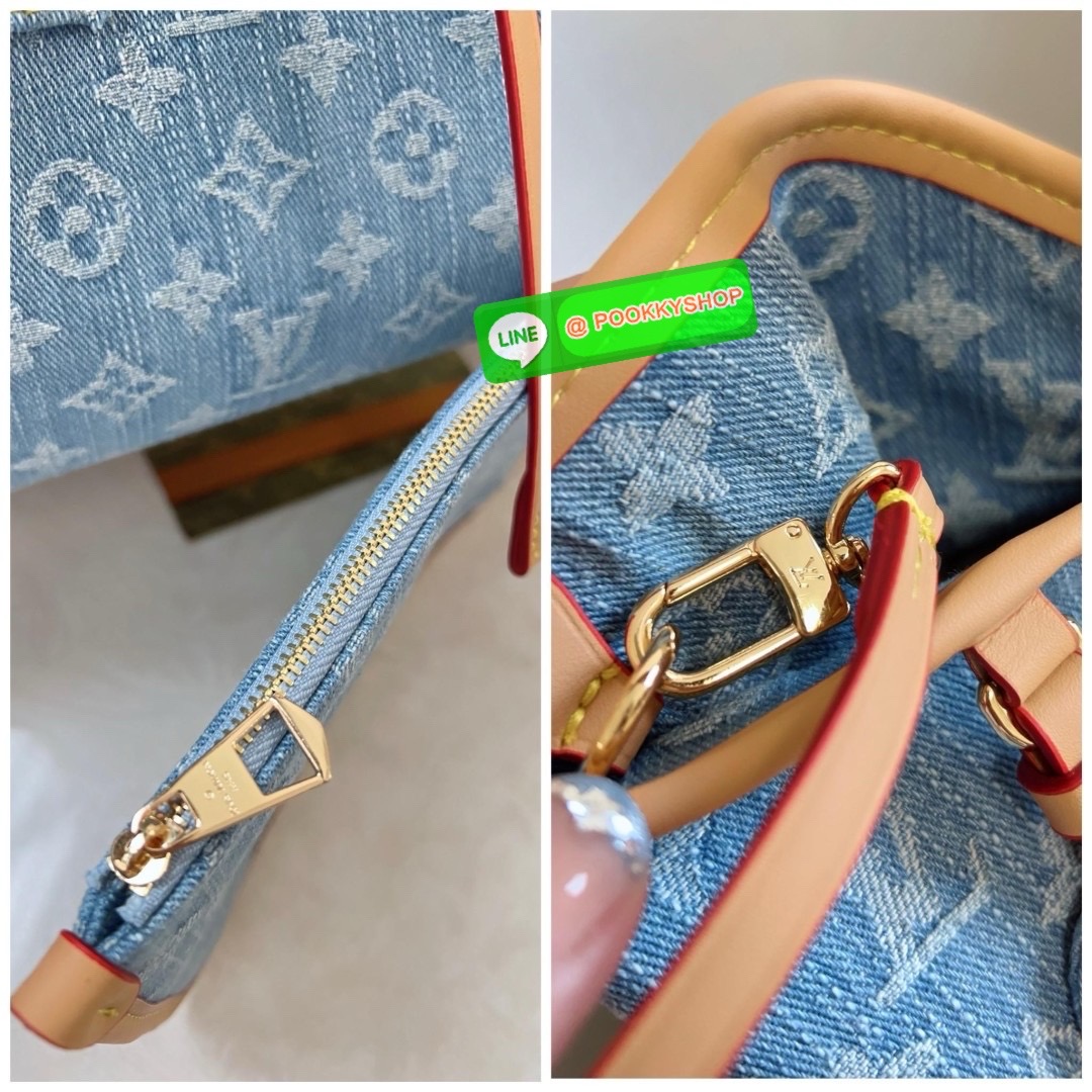 NEW ARRIVAL! ไม่ต้องตามหาแล้วจ้าา มีมาพร้อมส่งแล้ว ใหม่ล่าสุด LOUIS VUITTON CARRYALL PM DENIM BAG ((vip gift duty free ตปท)) 🔖พร้อมส่ง! สีใหม่คือสวยมากๆ วัสดุเดนิม((ยีนส์)) อย่างดี ทอลายแบรนด์นูนทั้งใบ ตัดขอบหนังแท้ค่ะ
