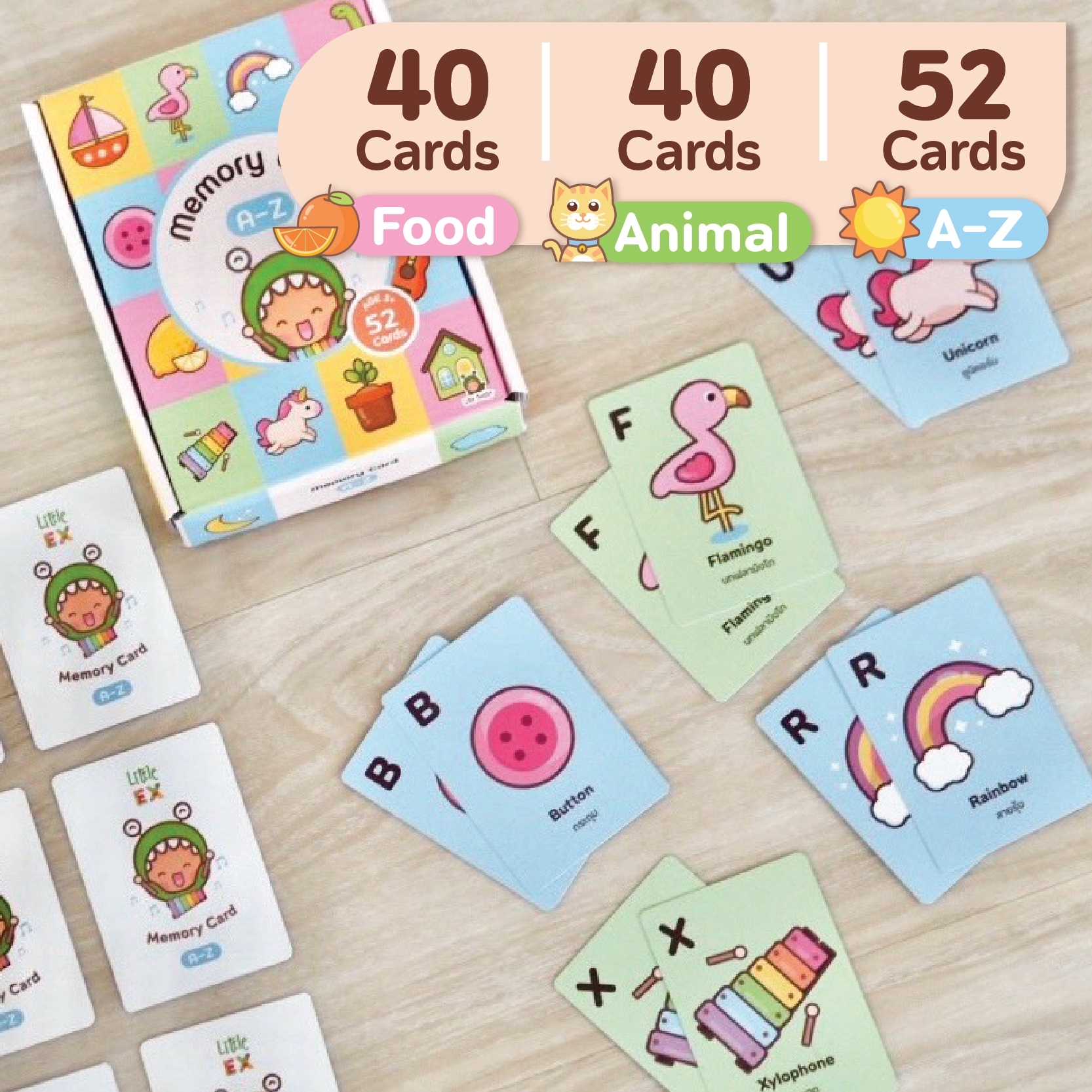 2in1 เซตเติมคำศัพท์และพัฒนาการลูก Little Monster | Memory Game | แฟรชการ์ดภาษาอังกฤษ