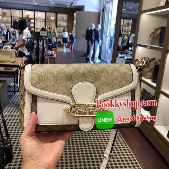 COACH 2723 JADE SHOULDER BAG IN BLOCKED SIGNATURE CANVAS BEST SELLER!! งานหรูเกินราคา!! กระเป๋าสะพายหนังแคนวาสตัดหนังเรียบ ด้านข้างดีไซน์หนังลายงู เข้ากันอย่างมีสไตล์ 😊 สวย เนี้ยบ เฉียบ ผู้ดี!! กระเป๋าเปิด-ปิดด้วยฝาคาด พร้อมแถบแม่เหล็กในตัว รับรอง