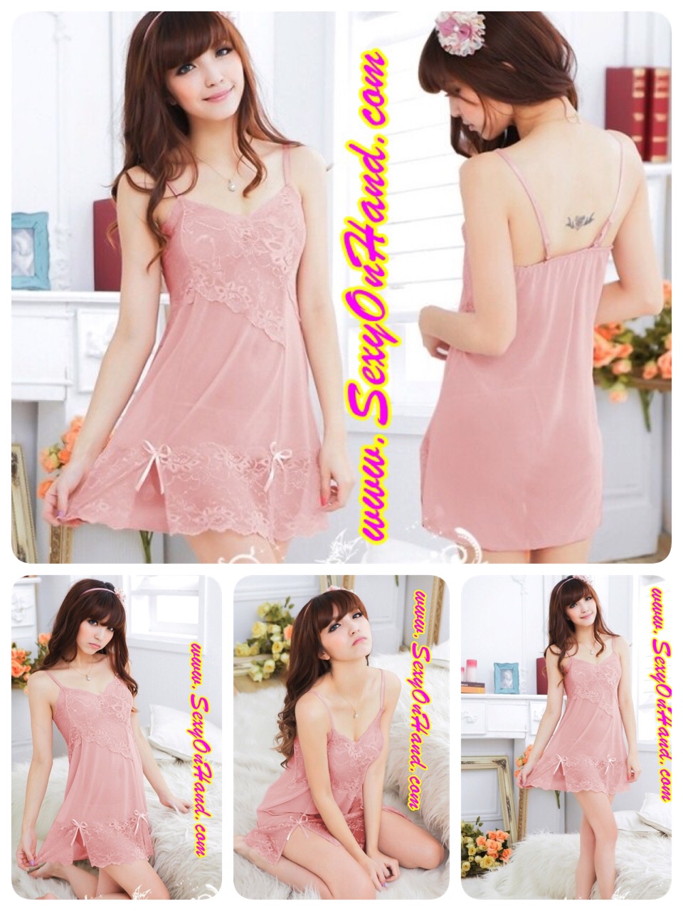 ชุดนอนเซ็กซี่ ชุดนอน ซีทรู ชุดนอน สายเดี่ยว สีพีช ออกเนื้อ ผ้านุ่ม ทิ้งตัว มีน้ำหนัก แต่งแถบลูกไม้ช่วงอกถึงกลางลำตัวด้านหน้า แหวกชายสองข้างแต่งริบบิ้น สีนูทเนื้อสวยๆ ใส่แล้วลุคคุณหนูมากมายเลยคะ +G string เข้าชุดคะ