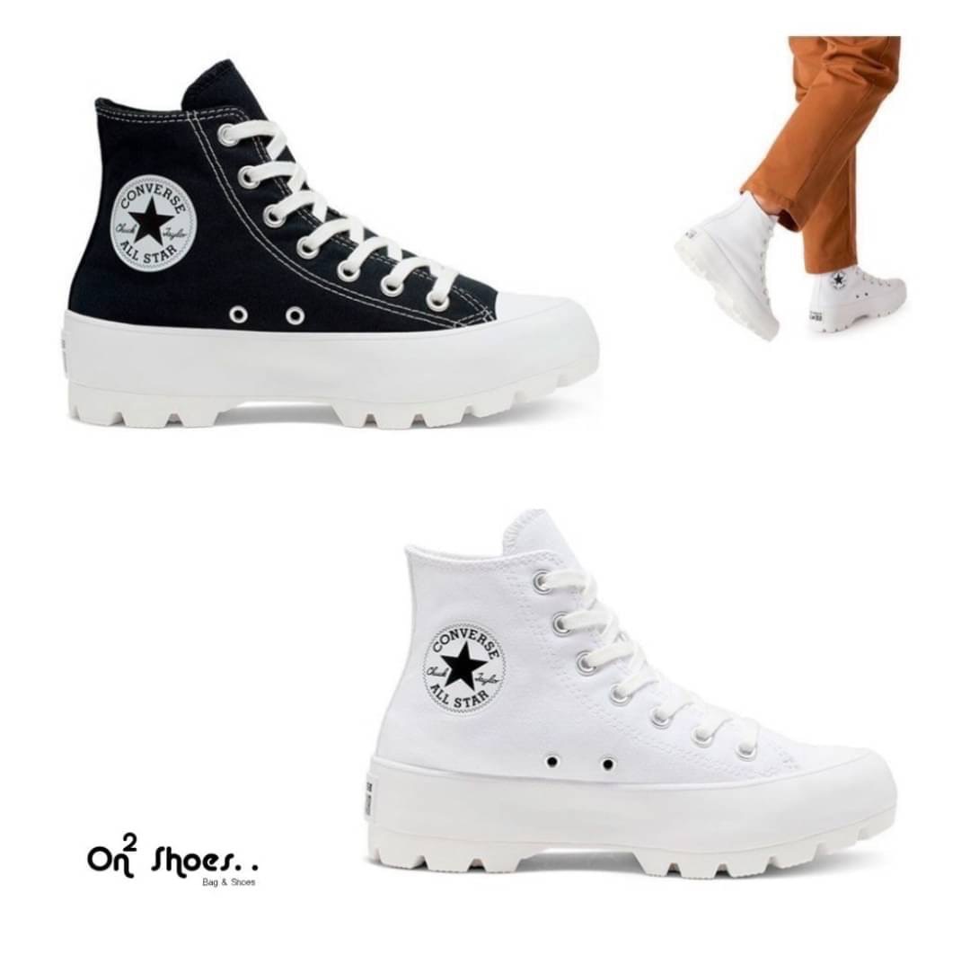 Converse รองเท้าผ้าใบเสริมส้น Converse ชนชอป แบบผูกเชือก งานชิคใส่เที่ยวใส่เรียนทรงสวยตามแบบแป๊ะ