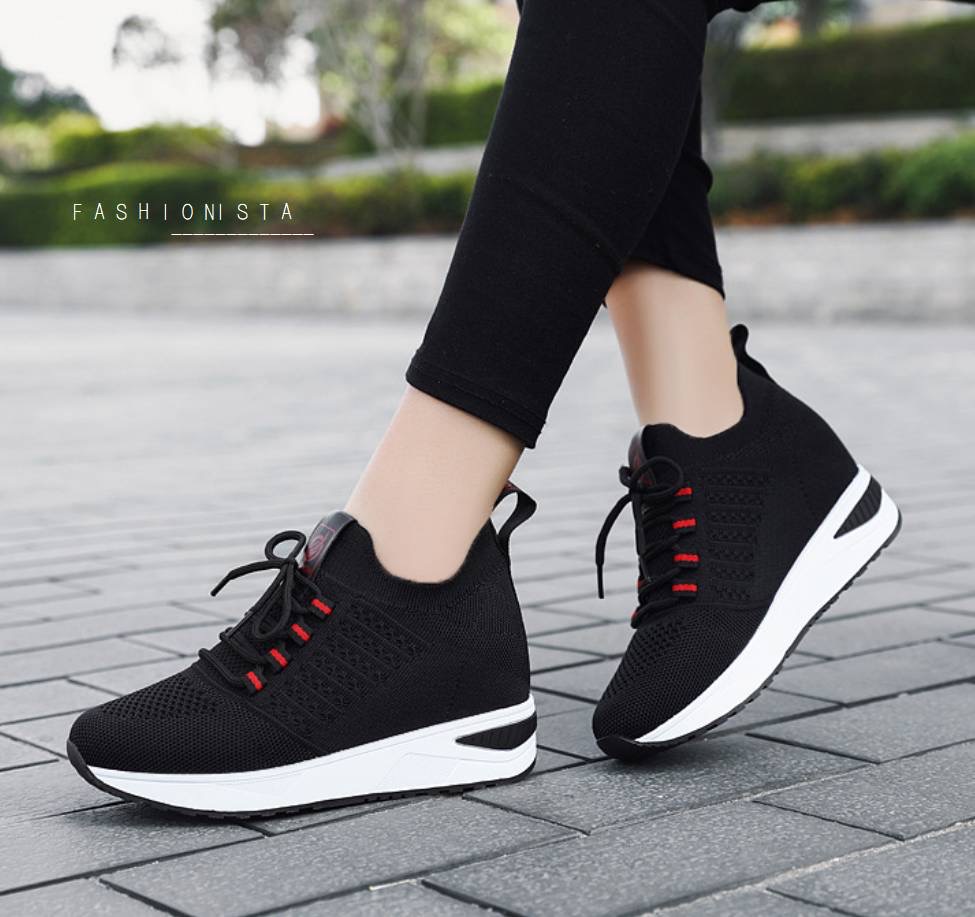 NEW ITEM แฟชั่นเสริมส้นมาแรง!! รองเท้าสลิปออนเสริมพื้น 5c.m. แต่งเชือกผูก ทรงสโลป วัสดุเนื้อผ้ายืดกระชับเท้า เนื้อหนาคุณภาพดี ขอบยางยืดเพิ่มความยืดหยุ่นในการสวมใส่ ใส่แล้วดูขาเรียวยาวสุดๆไปเลย ตัวพื้นรองเท้าเป็นยางพารากันลื่นได้ดีจ้า งานสวยเก๋น่ารักเรียบเ