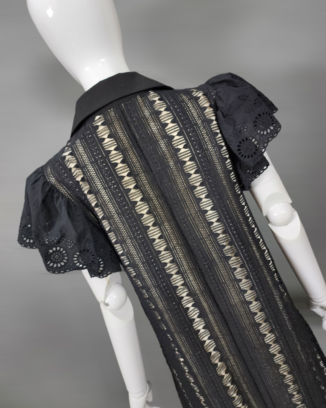 เดรสแฟชั่น เดรสเสื้อคอปกแขนระบาย กระโปรงทรงเอ แพทเทิร์นตัวหลวมใส่สบาย