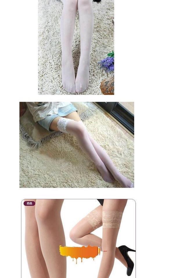 ถุงน่องเซ็กซี่ ถุงน่องซีทรู เนื้อบางเบา สีนูทเนื้อ ขอบลูกไม้ หนา 4 นิ้ว สไตล์สาวปารีส