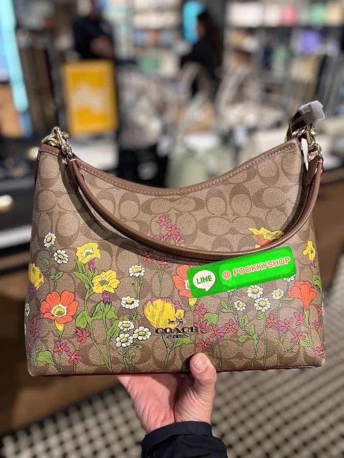 COACH LAUREL SHOULDER BAG IN SIGNATURE CANVAS WITH FLORAL PRINT (CR150) 🔖กระเป๋าถือ/สะพายข้าง คอลเลคชั่นใหม่ โดดเด่นปริ้นลายดอกไม้
