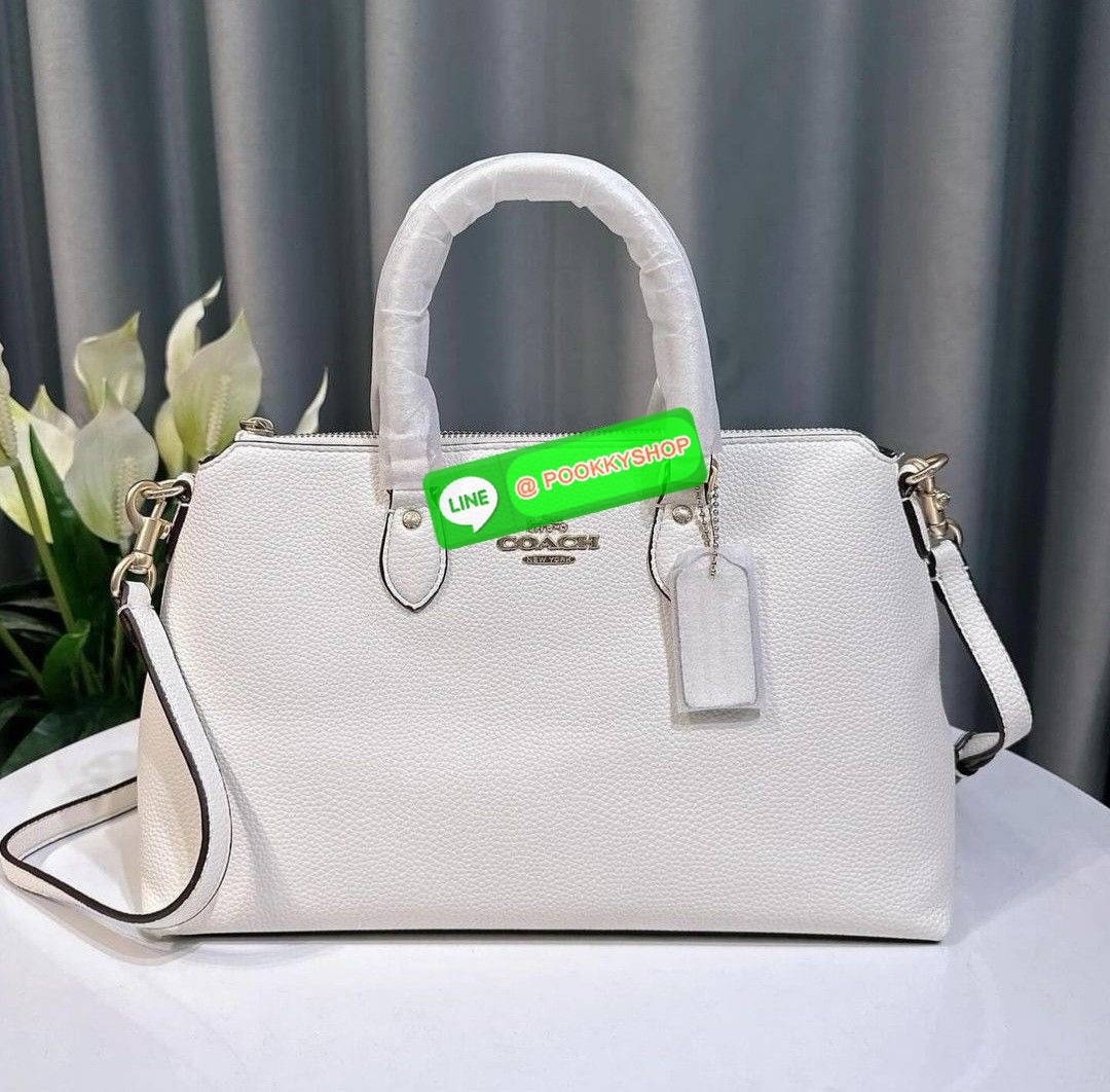 COACH CR157 GEORGIA SATCHEL IN SIGNATURE CANVAS GOLD/KHAKI SADDLE 2 COACH STYLE # CR157 | Signature coated canvas and smooth leather | Inside multifunction pocket | Zip-top closure, fabric lining | Handles with