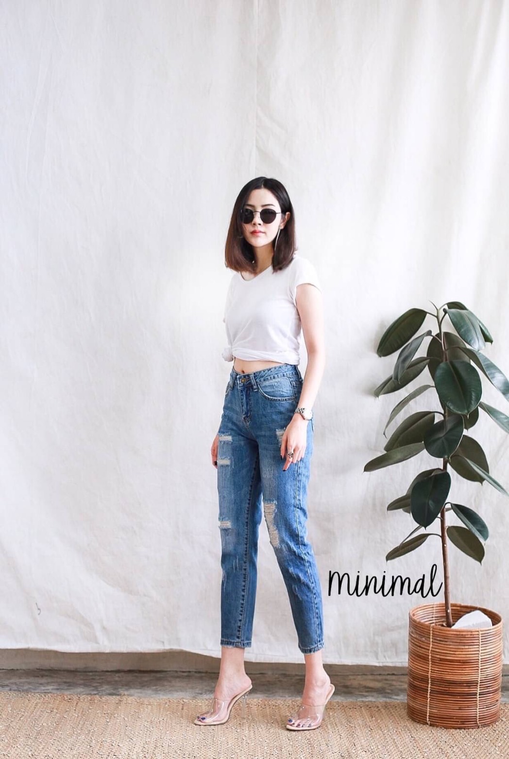 กางเกงแฟชั่น กางเกงยีนส์บอยเฟรนทรงขาเต่อ สียีนส์ฟอกเฟด แต่งขาดเซอร์สวยมาก