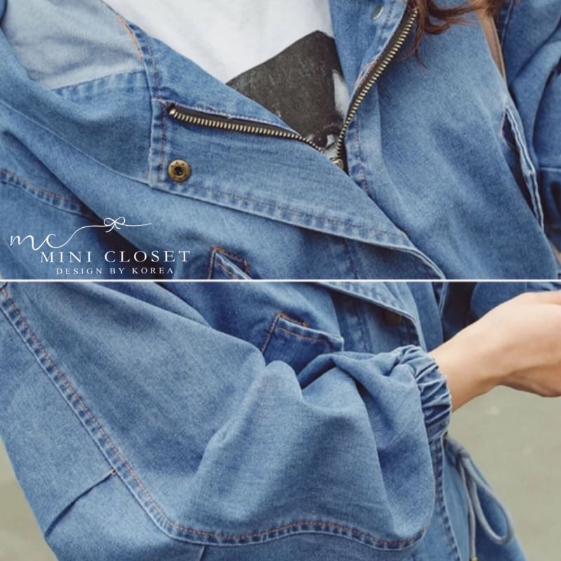 🙆🏻♀️Denim Hood Jacket🙆🏻♀️ เสื้อคลุมอีกรุ่นที่แพตเทิ้นเป๊ะ ใส่สวยปัง กับแจ็คเก็ตยีนส์ฮู้ด แขนสม๊อกยางยืด เวลาใส่น่ารักดีค่ะ มีเชือกที่ขอบเอวรูดรัด ยาวคลุมสะโพก โอเวอร์ไซส์เก๋ๆค่ะ