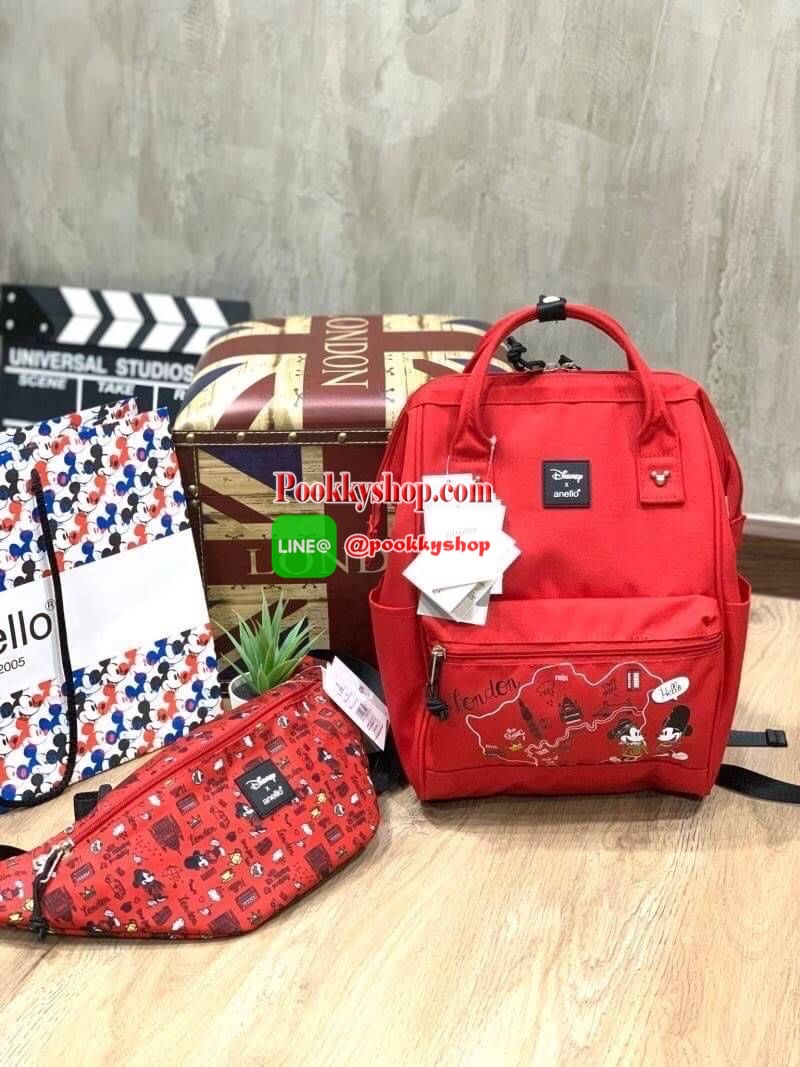 ANELLO กระเป๋าคาดอก CROSSBODY MINI DISNEY X ANELLO รุ่นDT-G010 กระเป๋าทรงคาดอก คาดเอว หรือสะพายครอสบอดี้ จากDisney x anello ซีรีย์ Let's travel with Mickey คอลเลคชั่นใหม่ที่มีการนำทั้ง 5 ประเทศ เอาสถานที่มาวางบนตัวกระเป๋าและมีตัวการ์ตูนสุดคลาสสิคอย่า