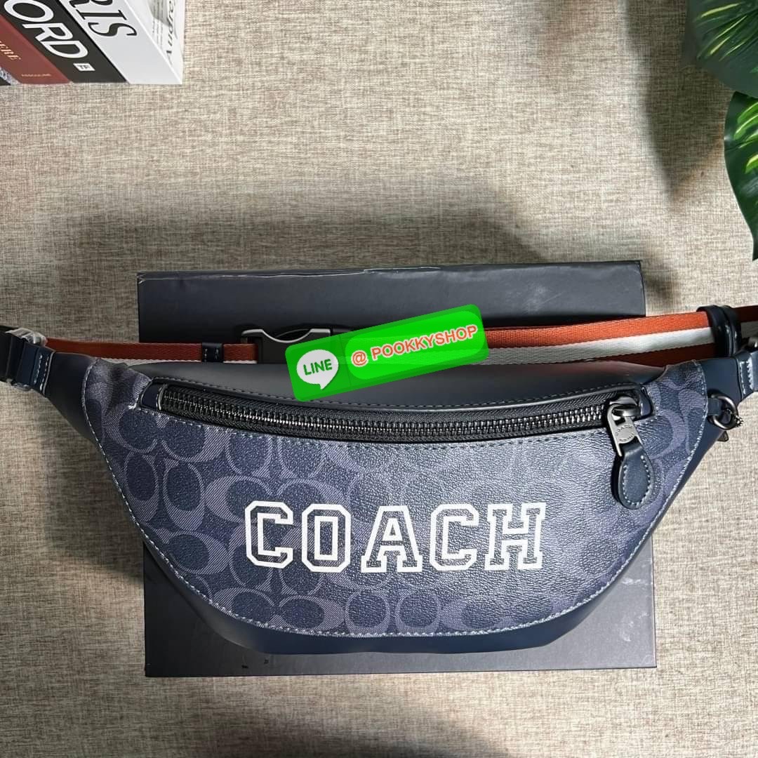 Coach Warren Belt Bag In Signature Canvas ( CB912 )With กระเป๋าคาดอก/เอว Coach Warren ในแคนวาสซิกเนเจอร์พร้อม ผ้าใบเคลือบซิกเนเจอร์และหนังลูกวัวอย่างดี ภายในกระเป๋ามัลติฟังก์ชั่น ปิดซิป ซับในผ้า กระเป๋าซิปด้านนอก สายปรับได้ ยาว 34 1/2" ใส่ได้เอว