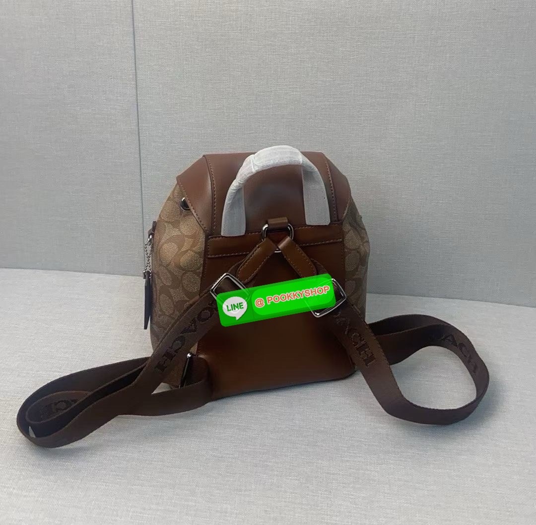 COACH PACE BACKPACK COACH CR100 | Refined calf leather | Inside zip and multifunction pockets | Drawstring and speedclip closures, fabric lining | Handle with 3" drop | Outside zip pocket | Outside zip access to interior |