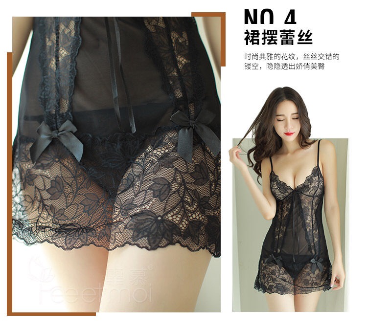 ชุดนอนเซ็กซี่ ชุดนอน ซีทรู แต่งลูกไม้ ชุดสายเดี่ยว ลูกไม้ซีทูสีม่วง แต่งลูกไม้ด้านหน้า และชายกระโปรง ด้านหลังแต่งริบบิ้น ร้อยสลับแบบเก๋ๆ เพื่อเพิ่มความยืดหยุ่นตามสัดส่วนคะ สีหรูๆ คุณหนู จร้า+ G-string เข้าชุดคะ