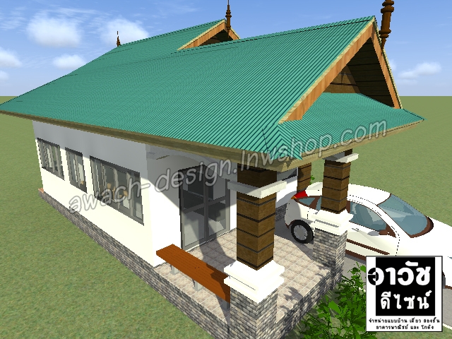 B107 แบบบ้านชั้นเดียว 2 ห้องนอน