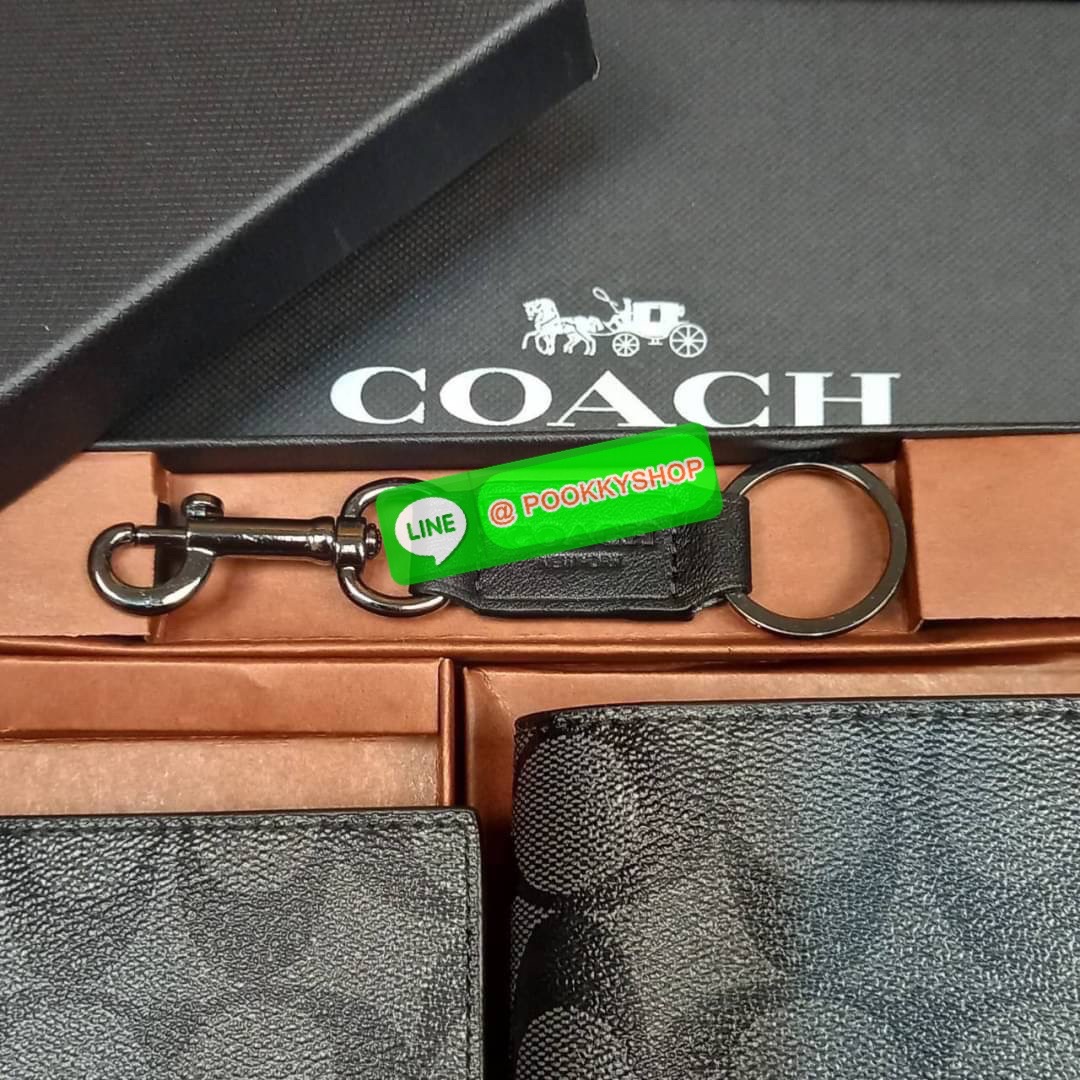 NEW IN💥>>มีกันหรือยัง ใช้แล้วหล่อมากน้า😎//>>COACH 3-IN-1 WALLET WITH VARSITY STRIPE WITH KEY FOB LIMITED BOX (COACH F24649)🍁กระเป๋าสตางค์ มี ID ใบลูก สำหรับใส่บัตรแยก มีพวงกุญแจ ใช้แล้วดูหล่อสุดๆ🔸️**จะใช้เอง หรื