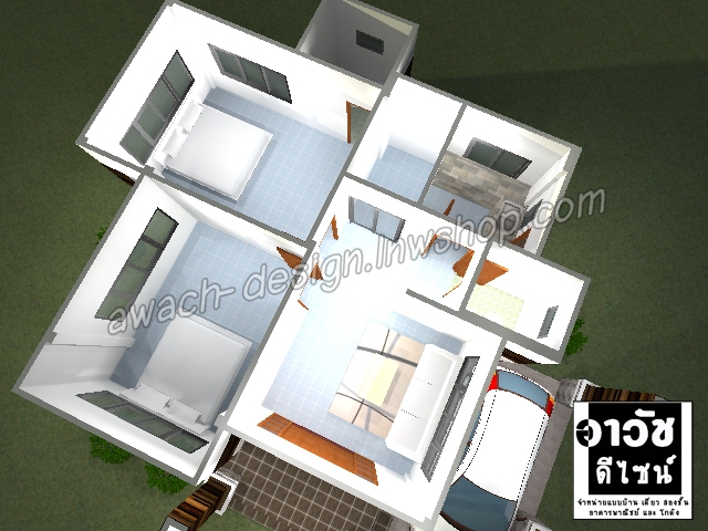 B104 แบบบ้านชั้นเดียว 2 ห้องนอน