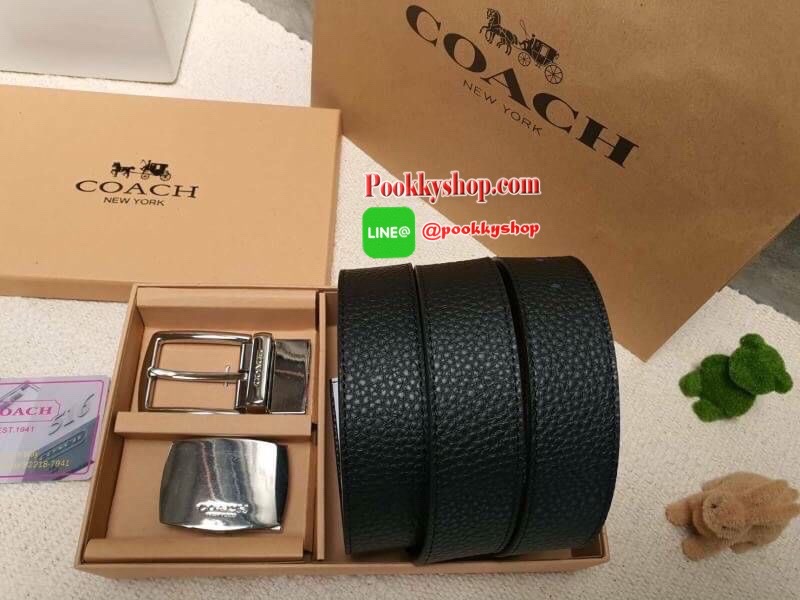 set เข็มขัด coach 2หัวเปลี่ยน สายหนังใส่แบบเจาะรูเข็มขัด สามารถเจาะเพิ่มได้ ด้านหลังสายปั๊มแบรนด์ รุ่นนี้มาพร้อมป้ายแท็กแบรนด์ หัวเข็มขัดใส่ได้ง่าย ถอดได้ไม่ยาก ซื้อเป็นของขวัญของฝาก ก้อหรูเริศไม่เบาค่า