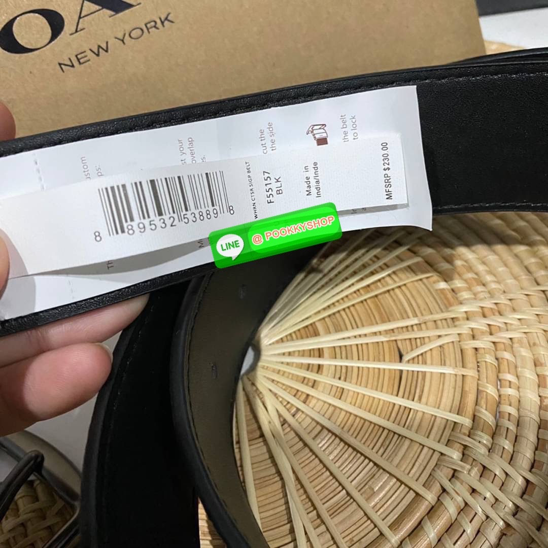 Coach Men’s Belt Double Buckle Double Sided Box Set Belt For Gift Coach Set เข็มขัดสำหรับผู้ชาย ภายในเซทมีสายเข็มขัด วัสดุ PVC 1 เส้น และ หัวเข็มขัด 2 แบบ2สไตล์ หัวเข็มขัดปั้มแบรนด์ รุ่นนี้สามารถหมุนกลับด้านสลับใช้งานง่ายทั้ง2ด้าน สายเข็มขัดปรับระดับได้เจ