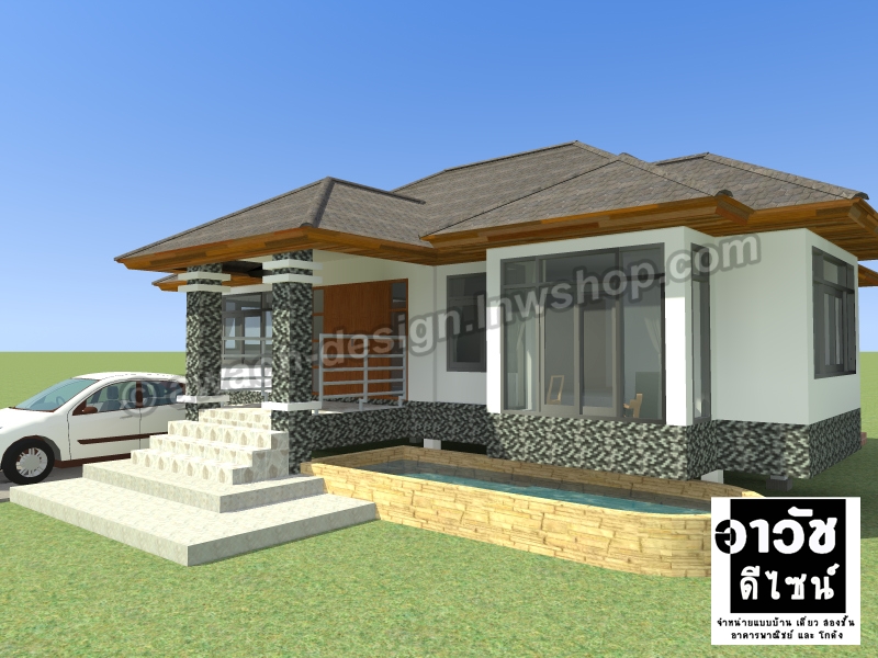 B109 แบบบ้านชั้นเดียว 3 ห้องนอน